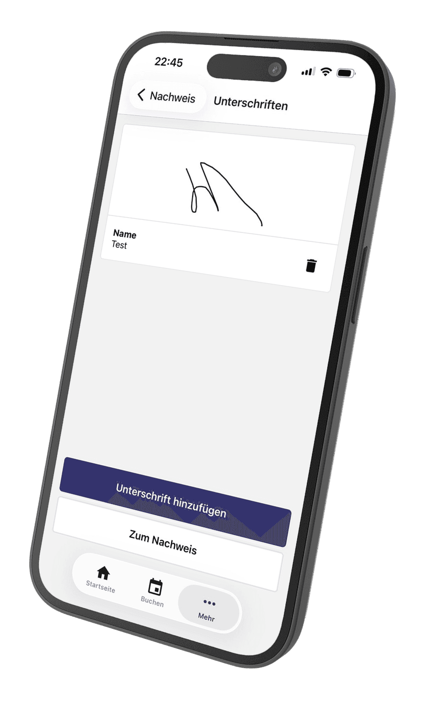 Digitale Unterschrift in der TrackInn App